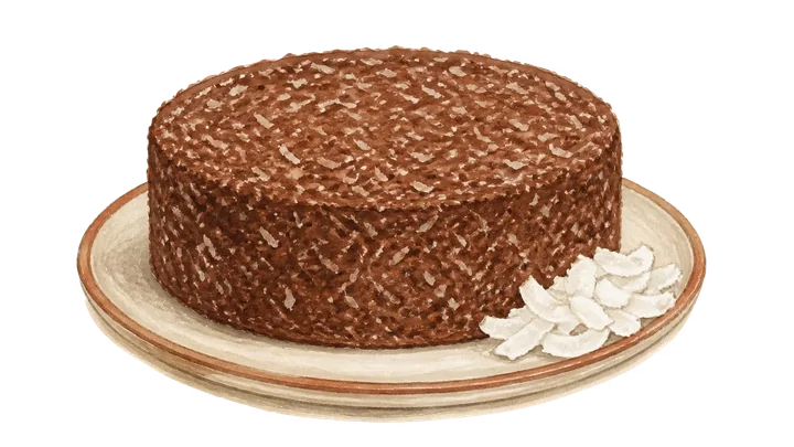 Bolo de chocolate coberto com coco e chocolate ralado